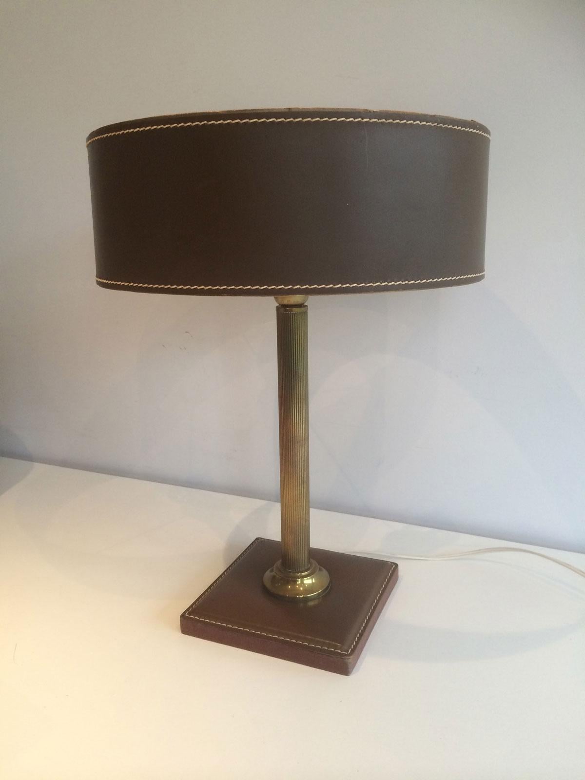 Set of Leather Lamp, Basket, Paper Holder, Diary and Pen Holder, circa 1970 For Sale 11