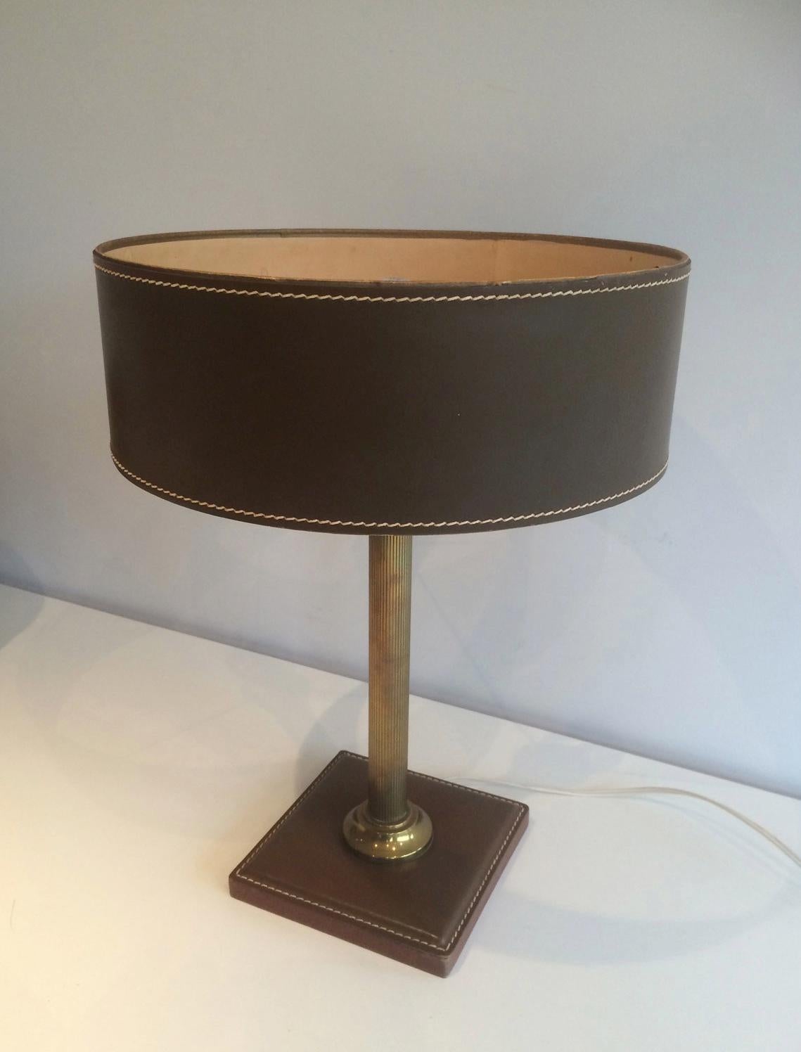 Set of Leather Lamp, Basket, Paper Holder, Diary and Pen Holder, circa 1970 For Sale 12