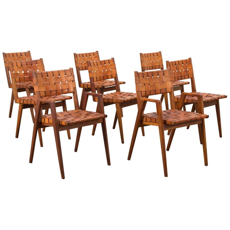 Leather Strap Chairs By Mel Smilow, Woven Leather Strap Dining Chair