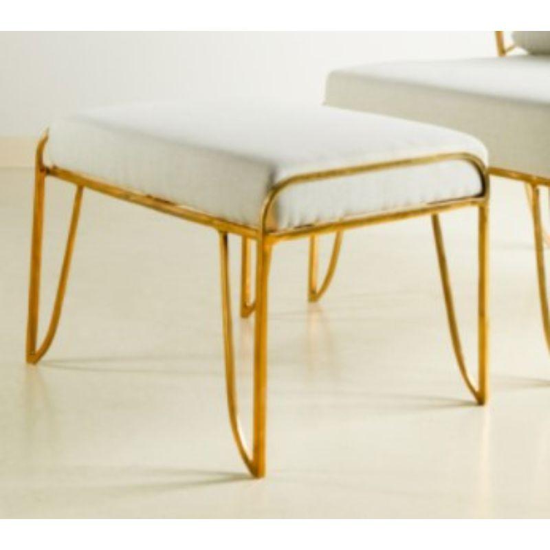 Set aus Lena Sessel und Hocker - Gestell aus Messing und Polsterung in Weiß von Masaya im Angebot 7