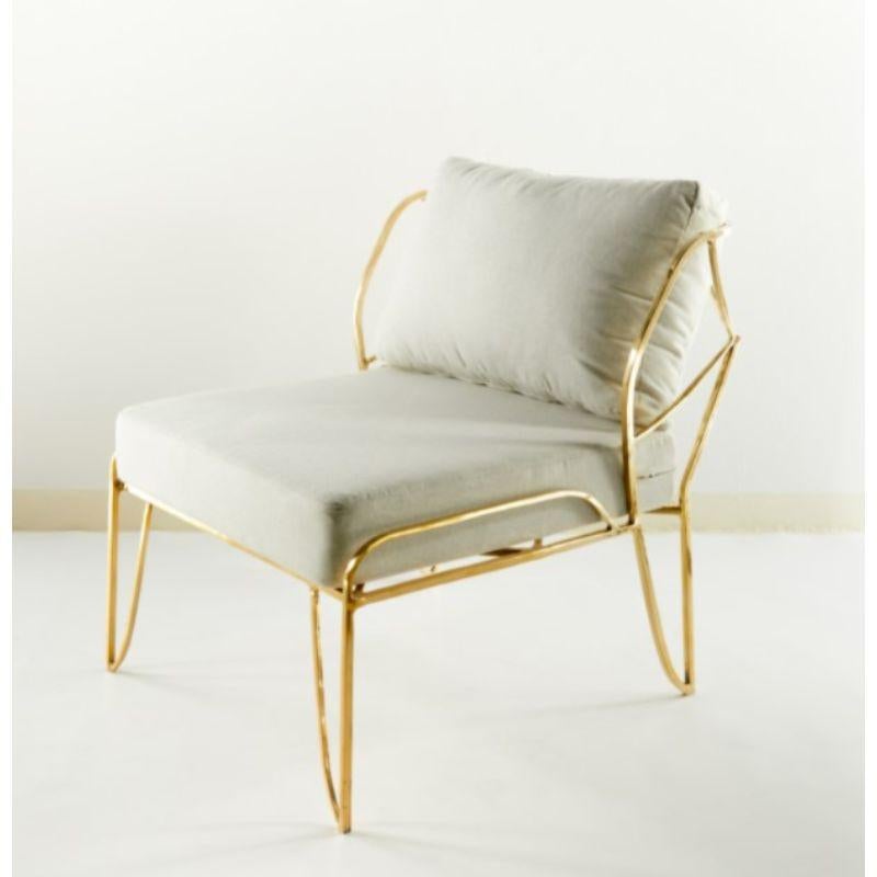 Brass Set of Lena Armchair & Stool by Masaya For Sale