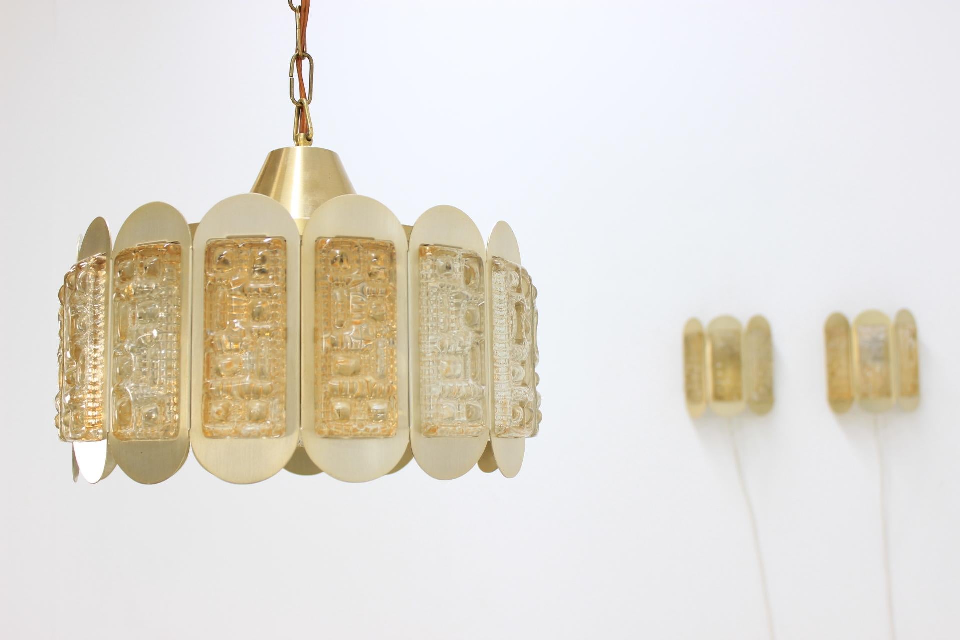 Set of Lighting, Pendant and Wall Lamps Vitrika, Denmark, 1970s 3