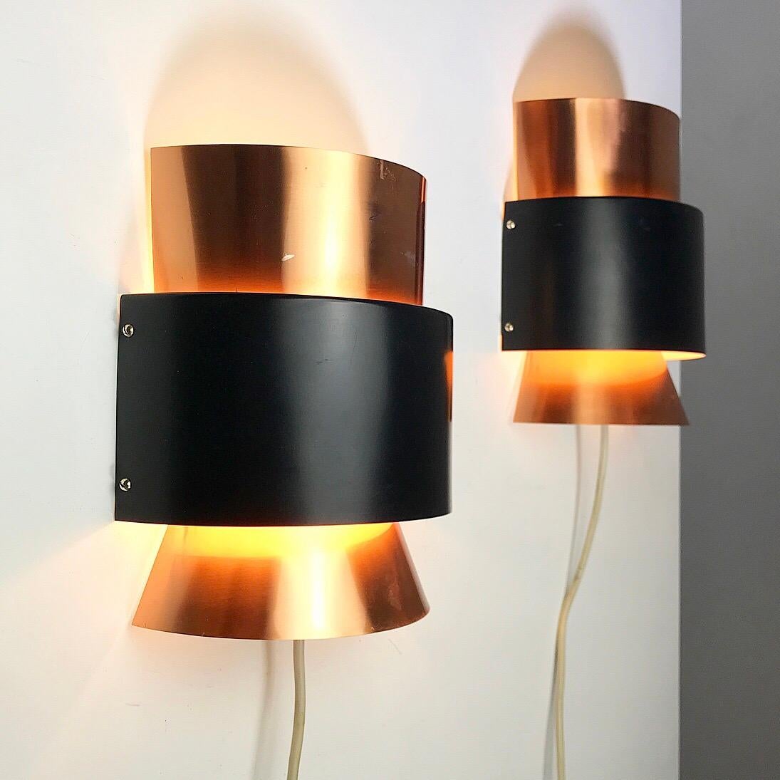 Set of Limited Copper Wall Lights by Fog & Mørup, Denmark, 1960s For Sale 1