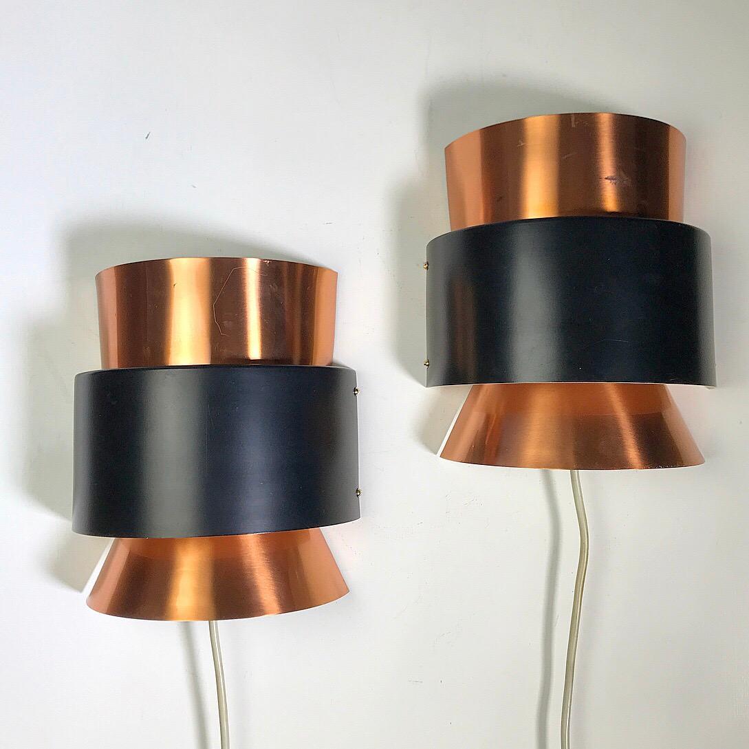 Sometimes you find something incredible extraordinary. This set of Danish copper wall sconces is indeed that. Made by Fog & Mørup, Denmark, 1960s.

Back in the days a company, hotel, churches or anyone which wanted something extraordinary could