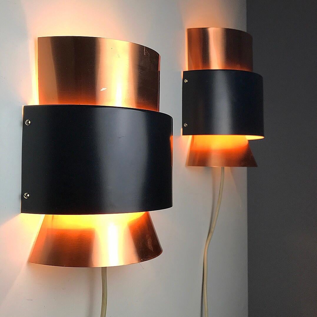 Set of Limited Copper Wall Lights by Fog & Mørup, Denmark, 1960s In Good Condition For Sale In Haderslev, DK