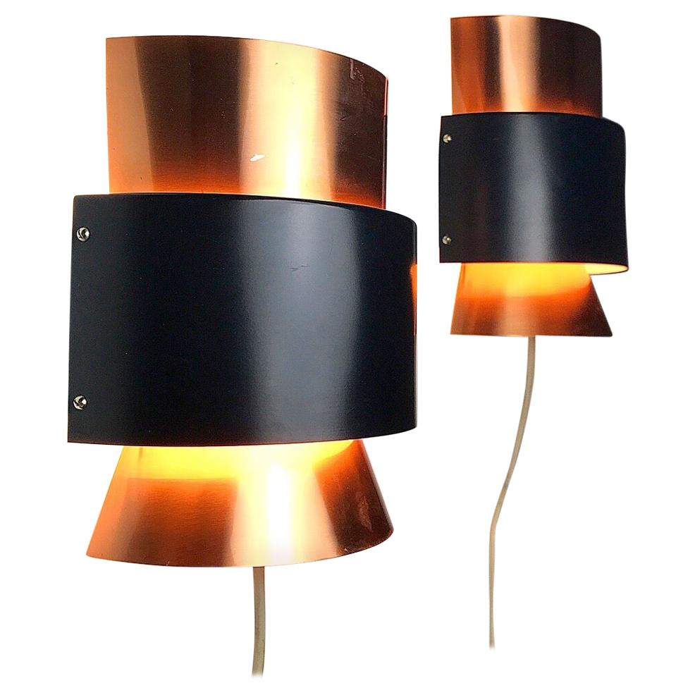 Set of Limited Copper Wall Lights by Fog & Mørup, Denmark, 1960s