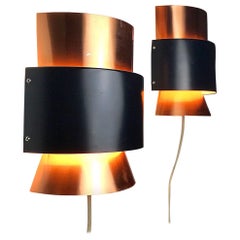 Vintage Set of Limited Copper Wall Lights by Fog & Mørup, Denmark, 1960s