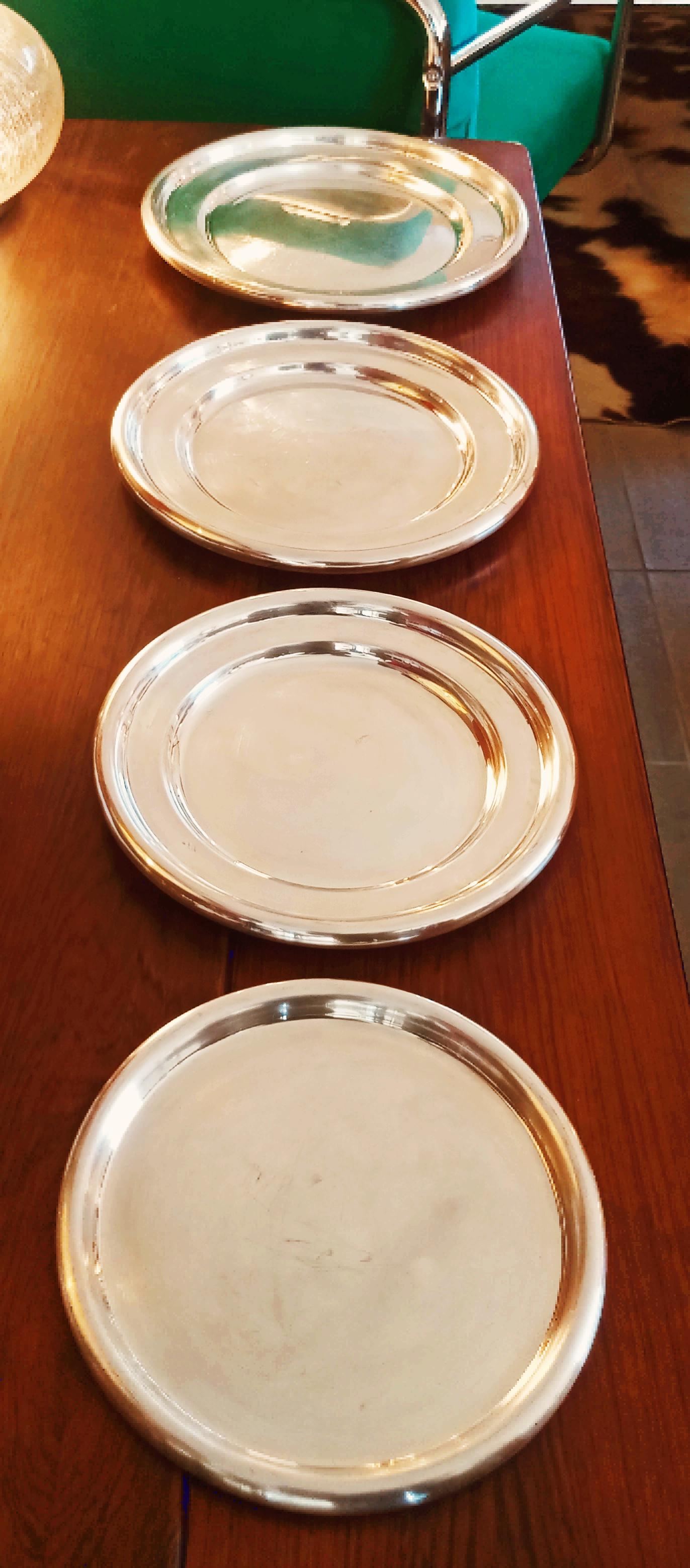 Silver Plate Set of Lino Sabattini Plates, Italy, 1970s
