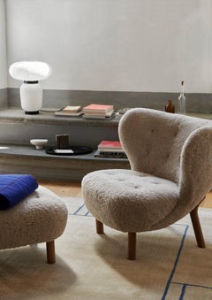 Set of Little Petra Lounge Chair & Pouf in Sheepskin Scandinavian Grey22/Oak, &T