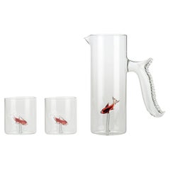Set of Little Red Fish Pitcher and Four Little Red Fish Glasses by Casarialto