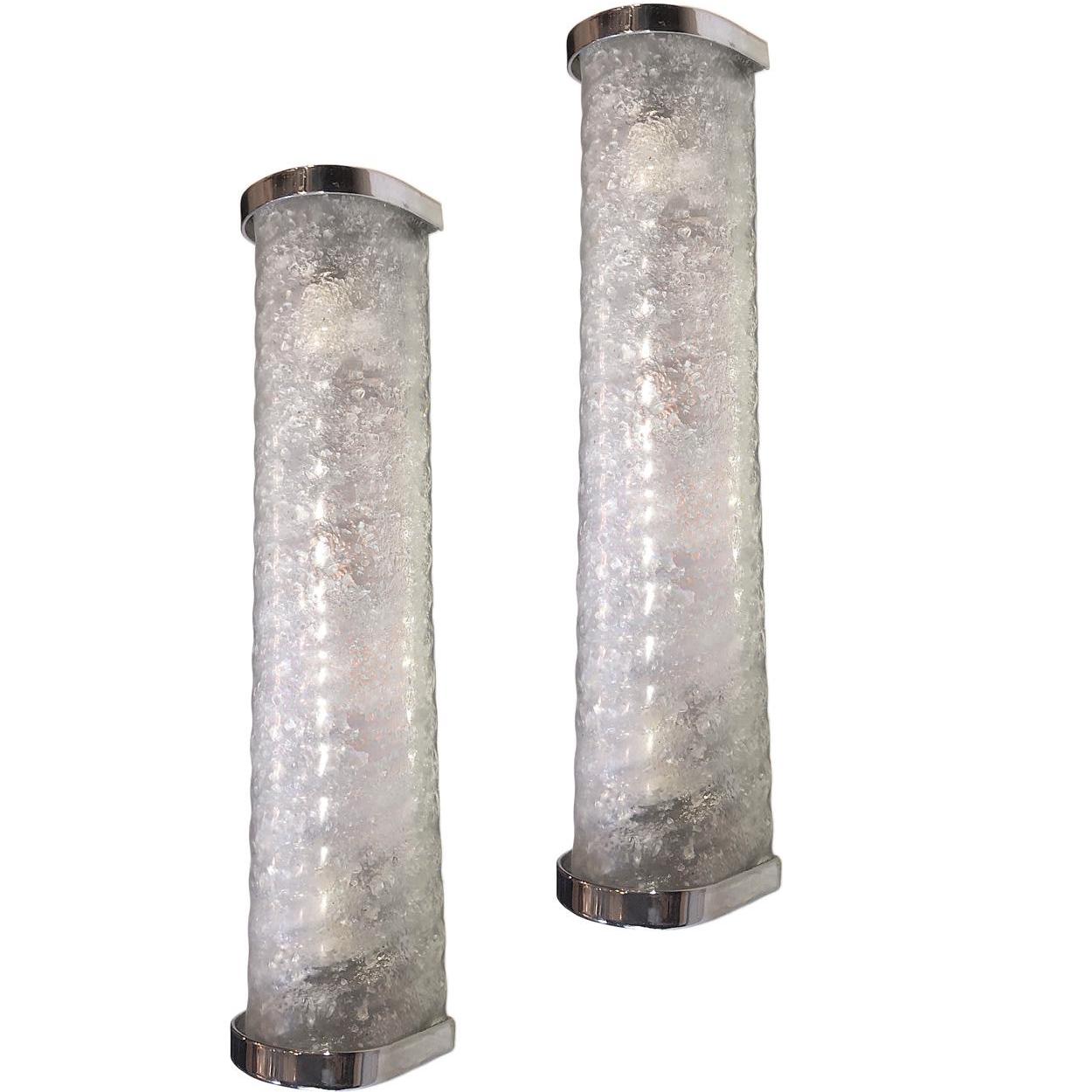 Italiano Set di lampade lunghe in vetro moderno, vendute a coppia in vendita