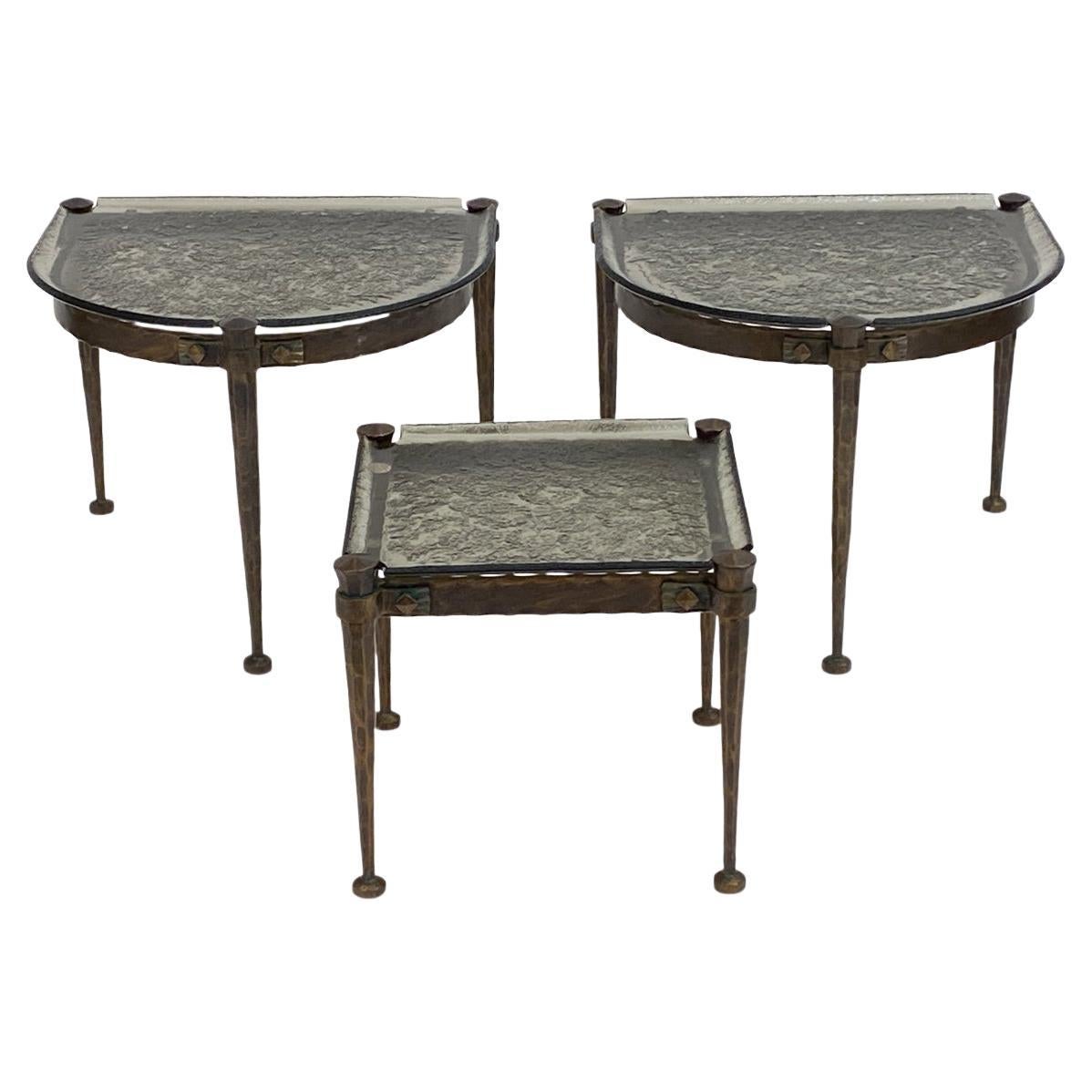 Set of Lothar Klute Glass & Bronze Coffee Tables, Circa 1980s For Sale