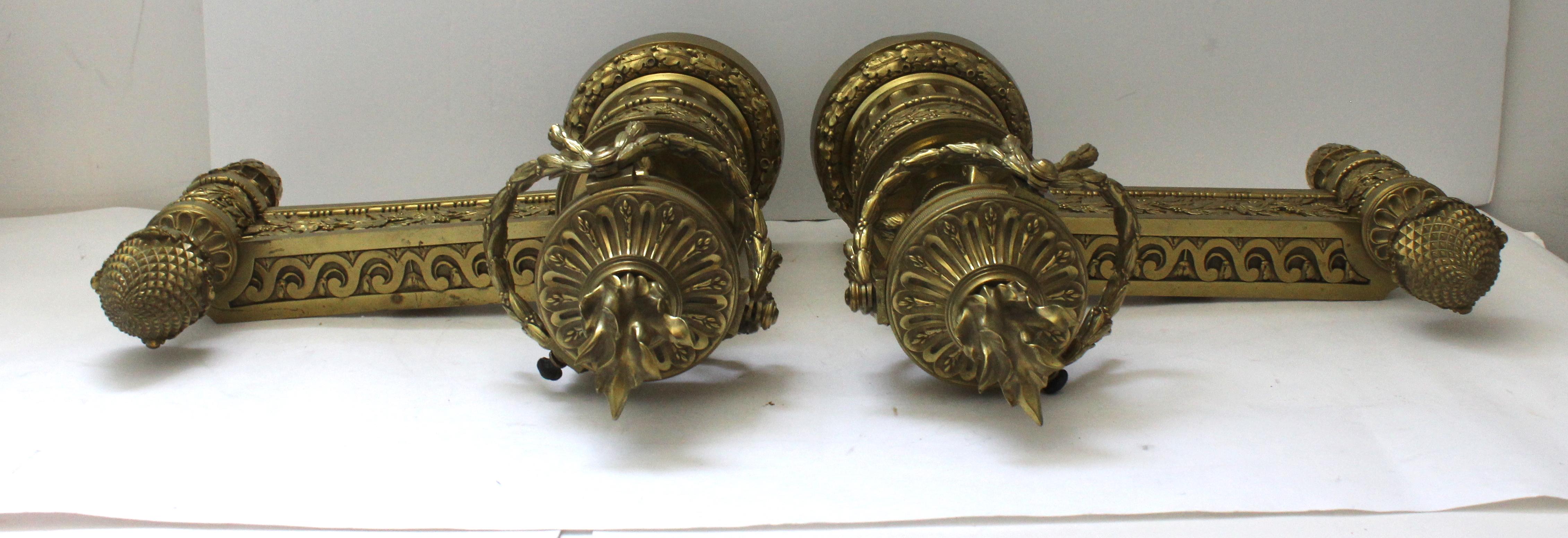 Set of Louis XVI Style Bronze Chenets For Sale 13