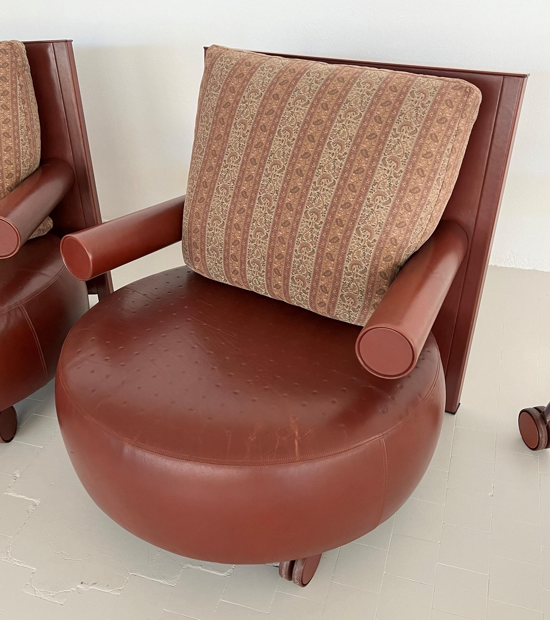 Set of 2 Lounge Chairs BAISITY with Rolling Side Tables by Antonio Citterio 1980 5
