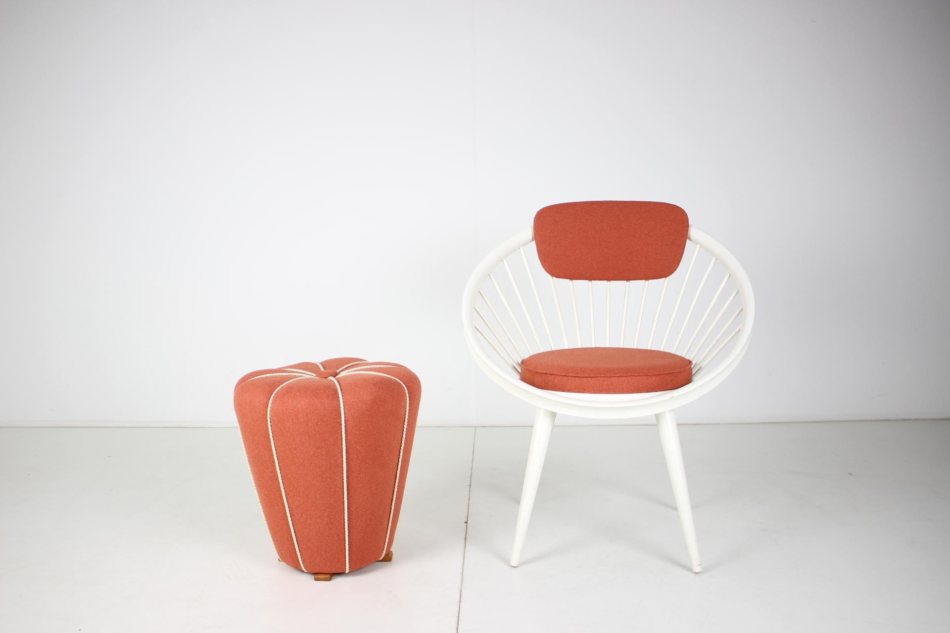 Mid-Century Modern Set of Lounge Chair with Tabouret, 1950's-1970's For Sale