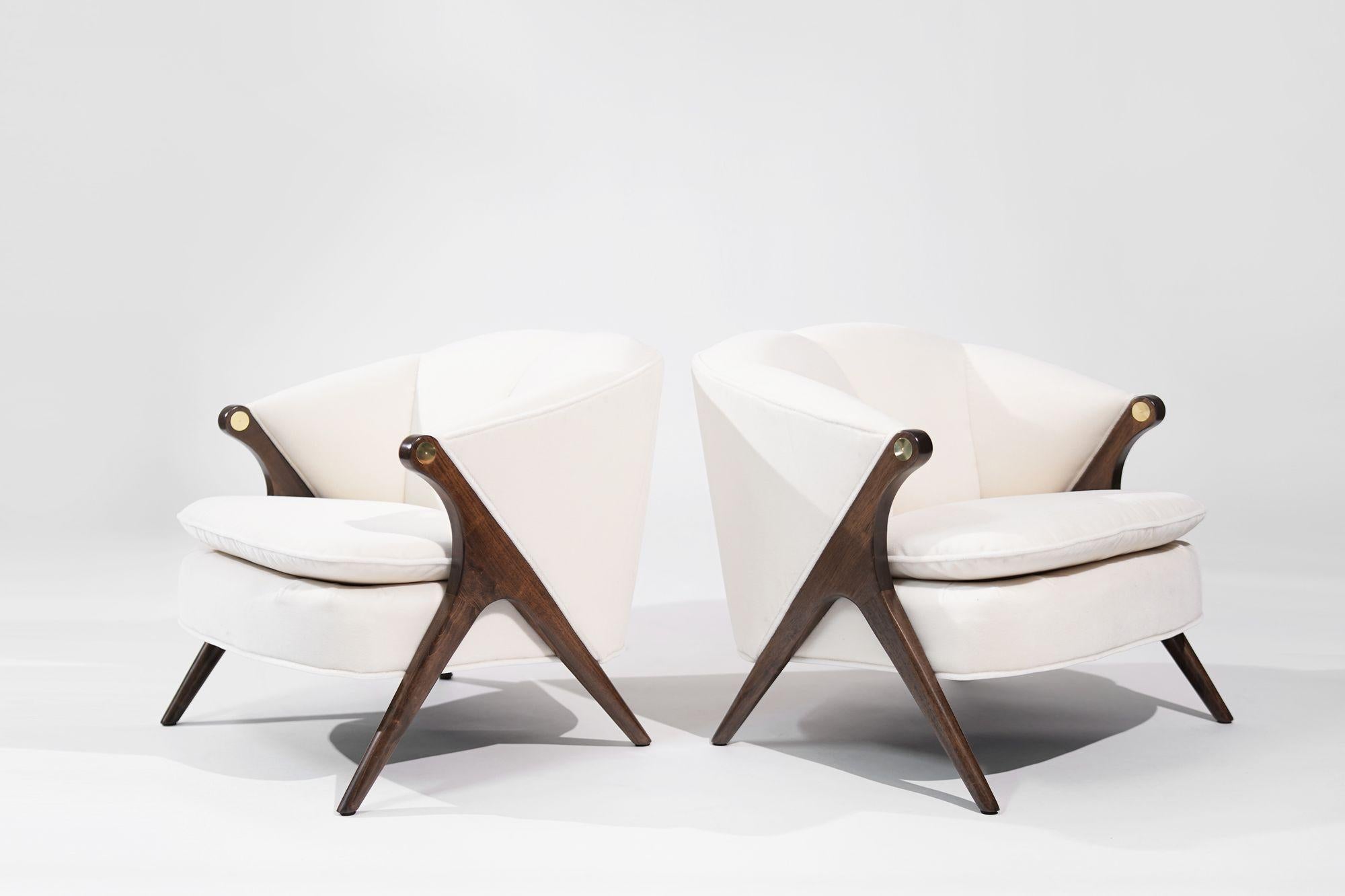 American Set of Lounge Chairs by Karpen of California in Mohair, C. 1950s