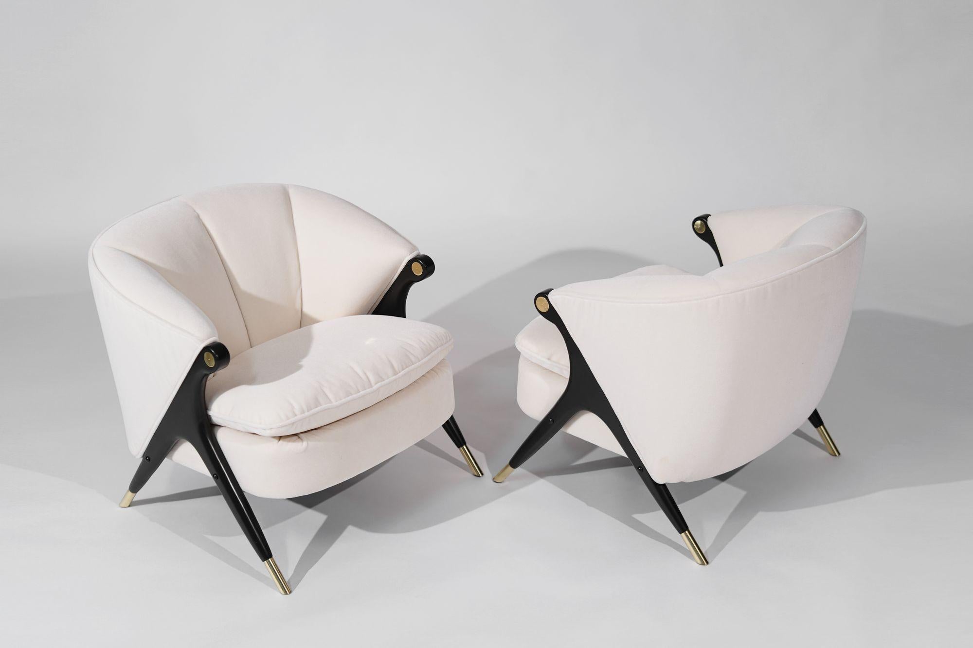 20th Century Set of Lounge Chairs by Karpen of California in Mohair, C. 1950s