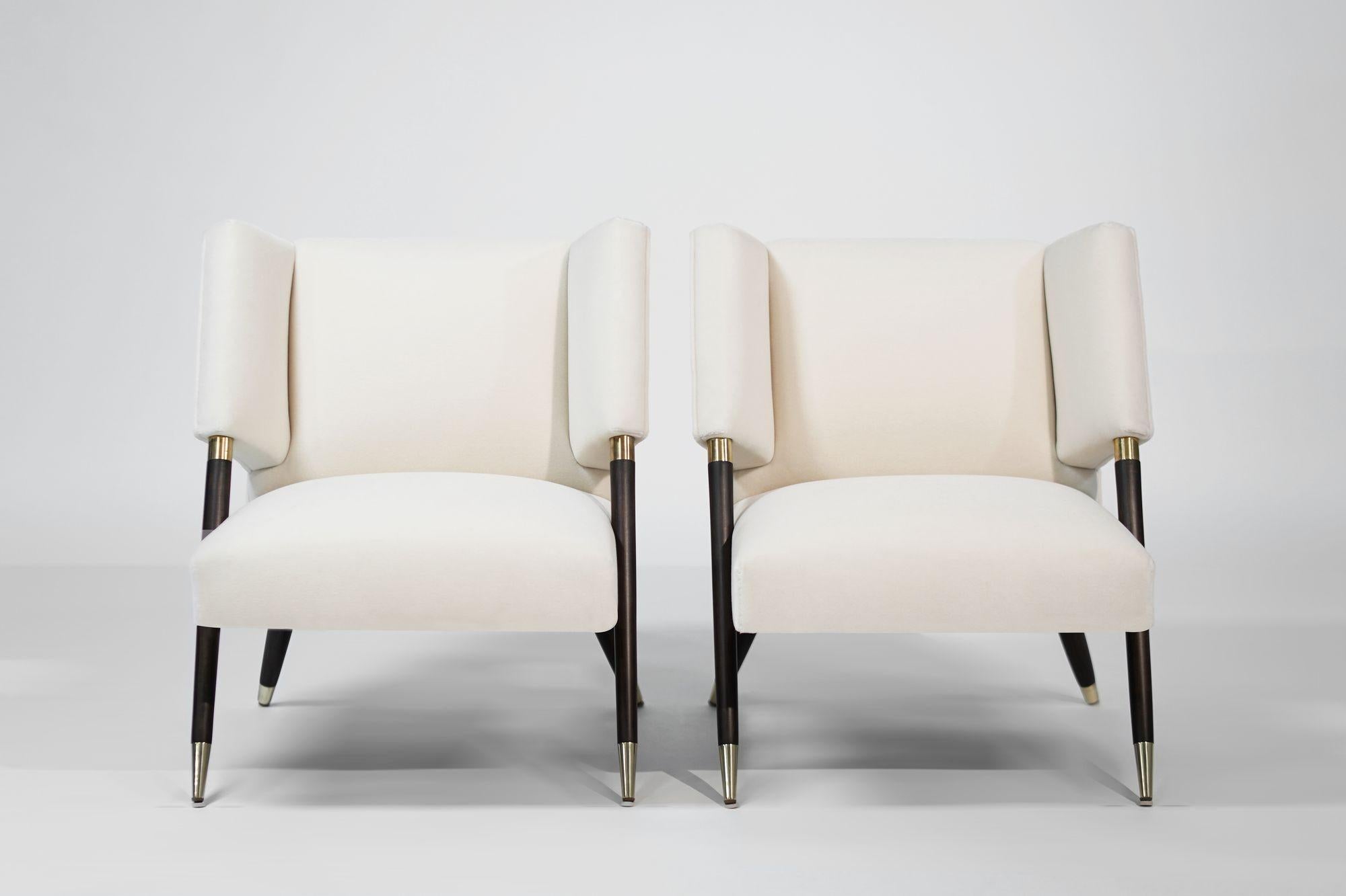 20ième siècle Ensemble de chaises longues en mohair par Karpen of California, C.C. 1950s en vente