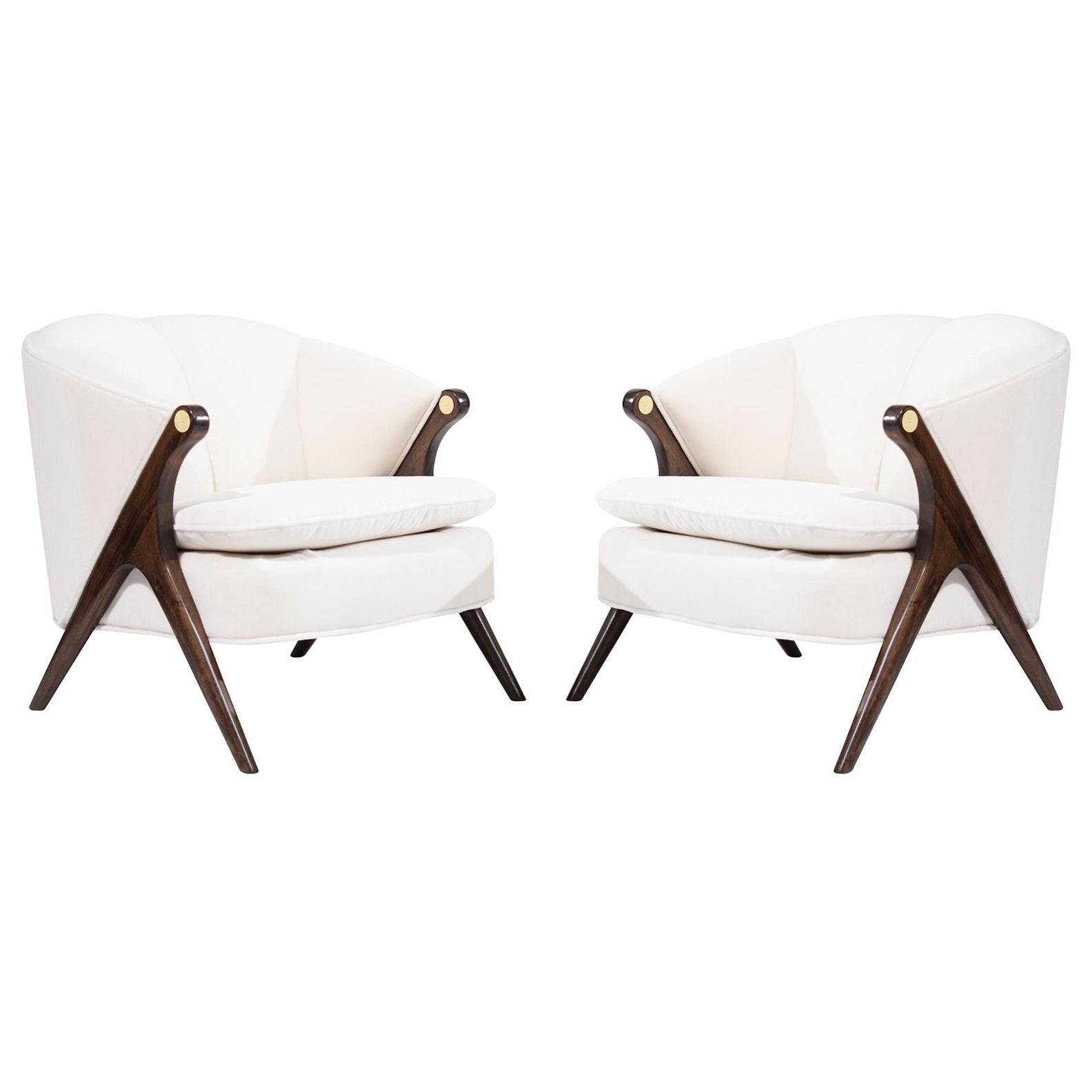 Set of Lounge Chairs by Karpen of California in Mohair, C. 1950s