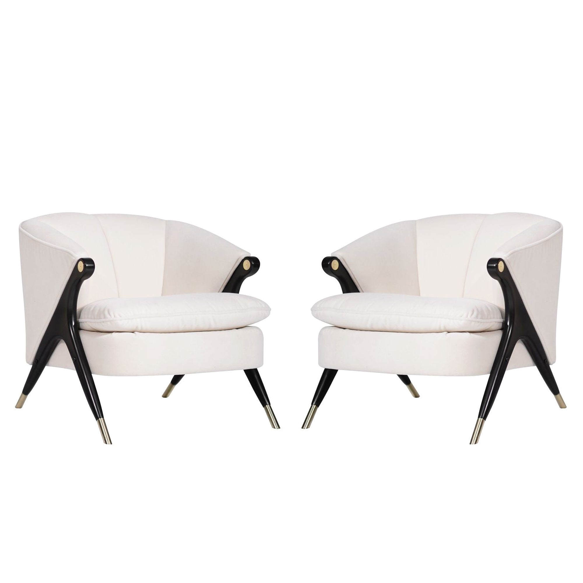 Set of Lounge Chairs by Karpen of California in Mohair, C. 1950s