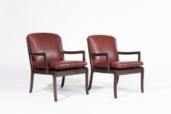 Set di sedie da salotto di Ole Wanscher in pelle color sangria, Danimarca, C.C. 1960
