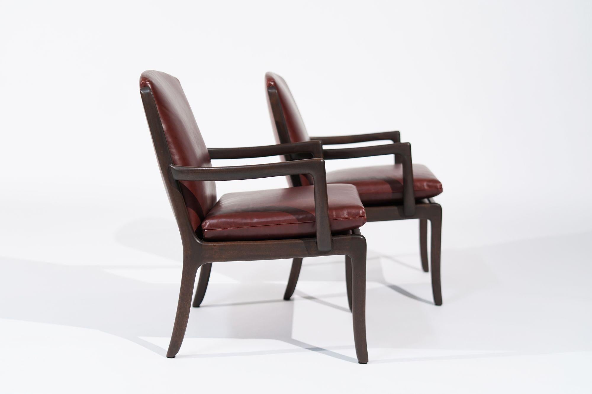 Set of Lounge Chairs by Ole Wanscher in Sangria Leather, Denmark, C. 1960s For Sale 1