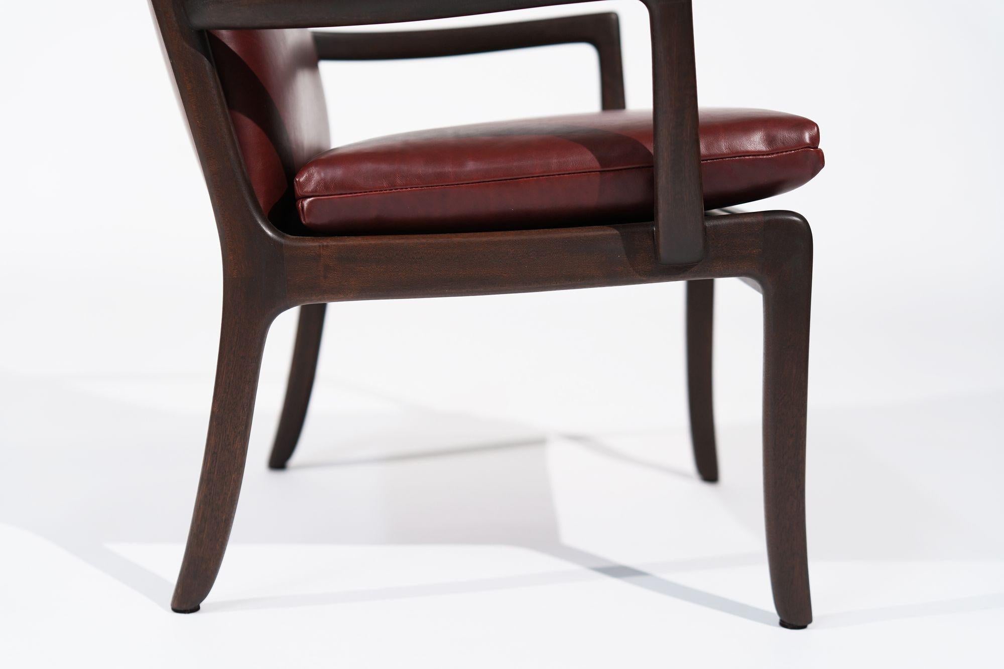Set of Lounge Chairs by Ole Wanscher in Sangria Leather, Denmark, C. 1960s For Sale 3