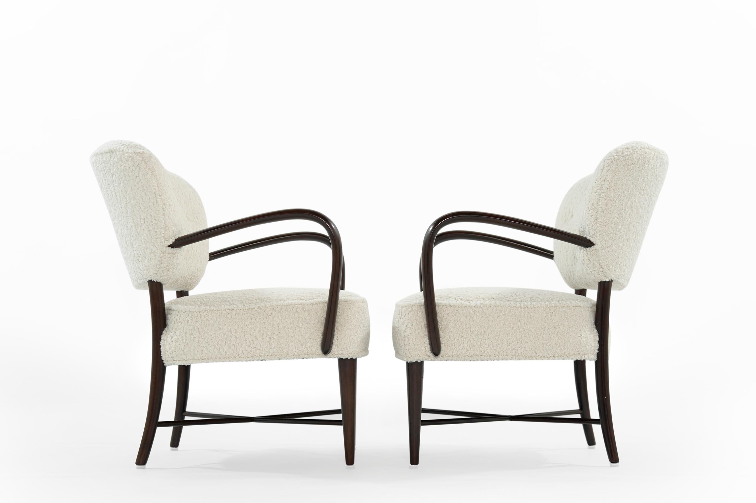 Italian Set of Lounge Chairs in Bouclé, Italy, circa 1950s