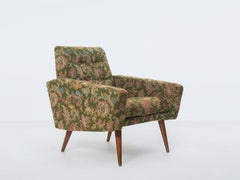 Set of Lounge Chairs in Green Floral Upholstery