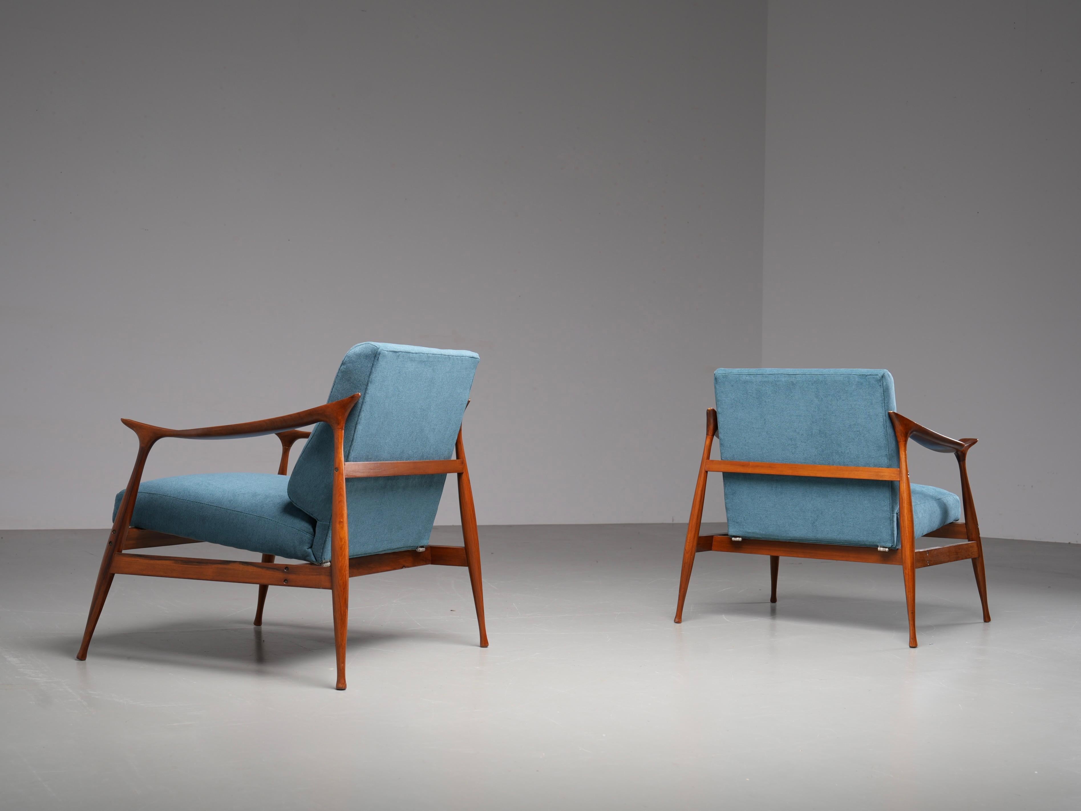 Set of Lounge Chairs in Teak by Ico Parisi for Fratelli Reguitti, Italy, 1950's For Sale 3