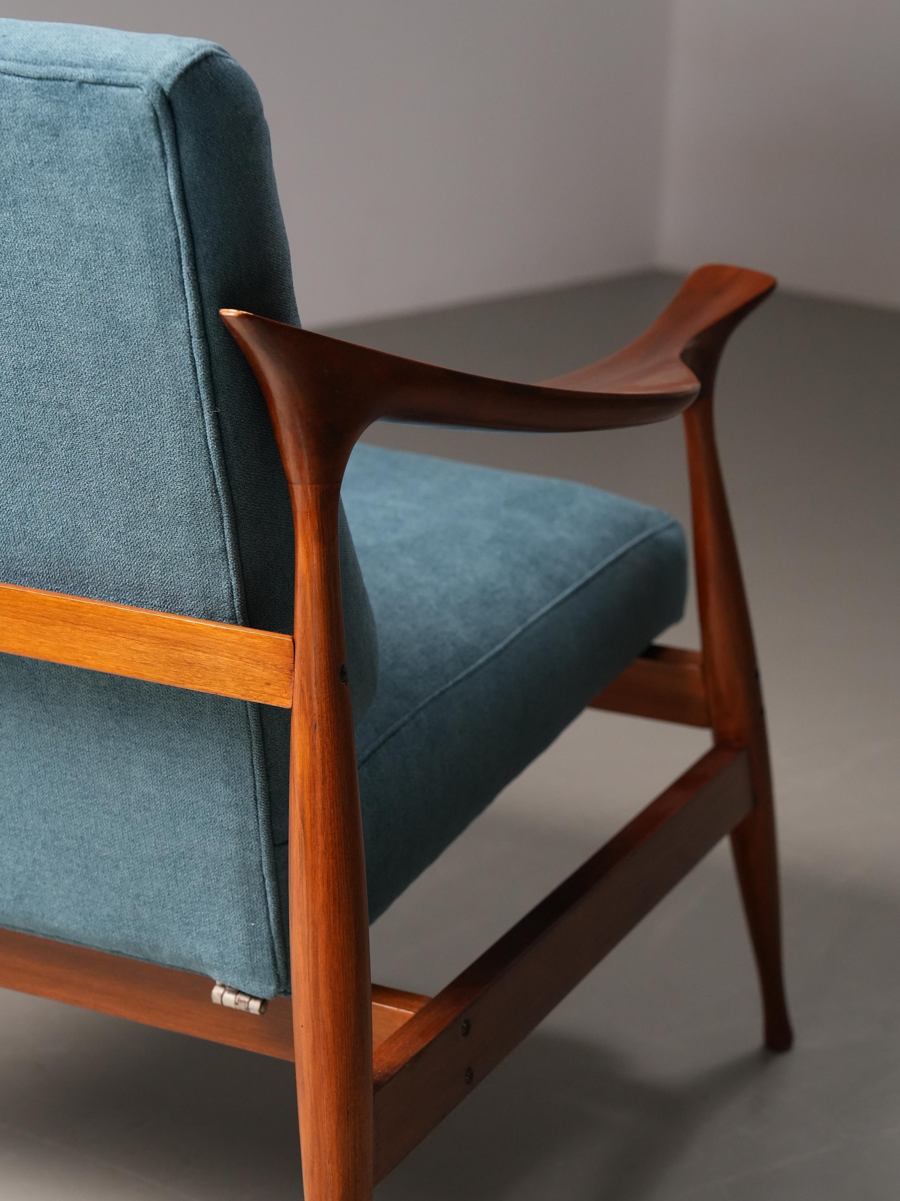 Set of Lounge Chairs in Teak by Ico Parisi for Fratelli Reguitti, Italy, 1950's For Sale 4