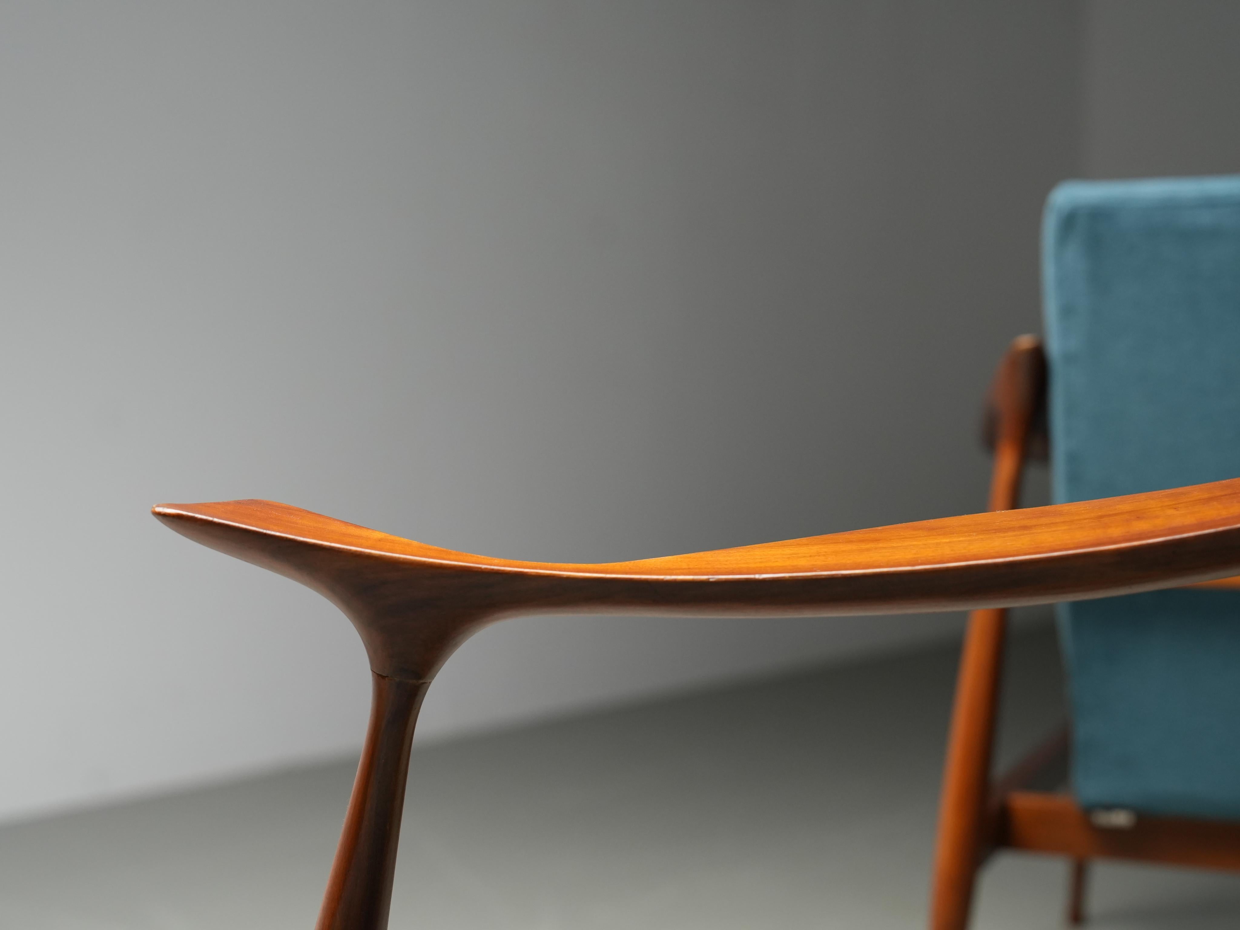 Set of Lounge Chairs in Teak by Ico Parisi for Fratelli Reguitti, Italy, 1950's For Sale 7