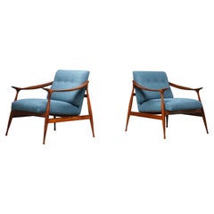 Set of Lounge Chairs in Teak by Ico Parisi for Fratelli Reguitti, Italy, 1950's