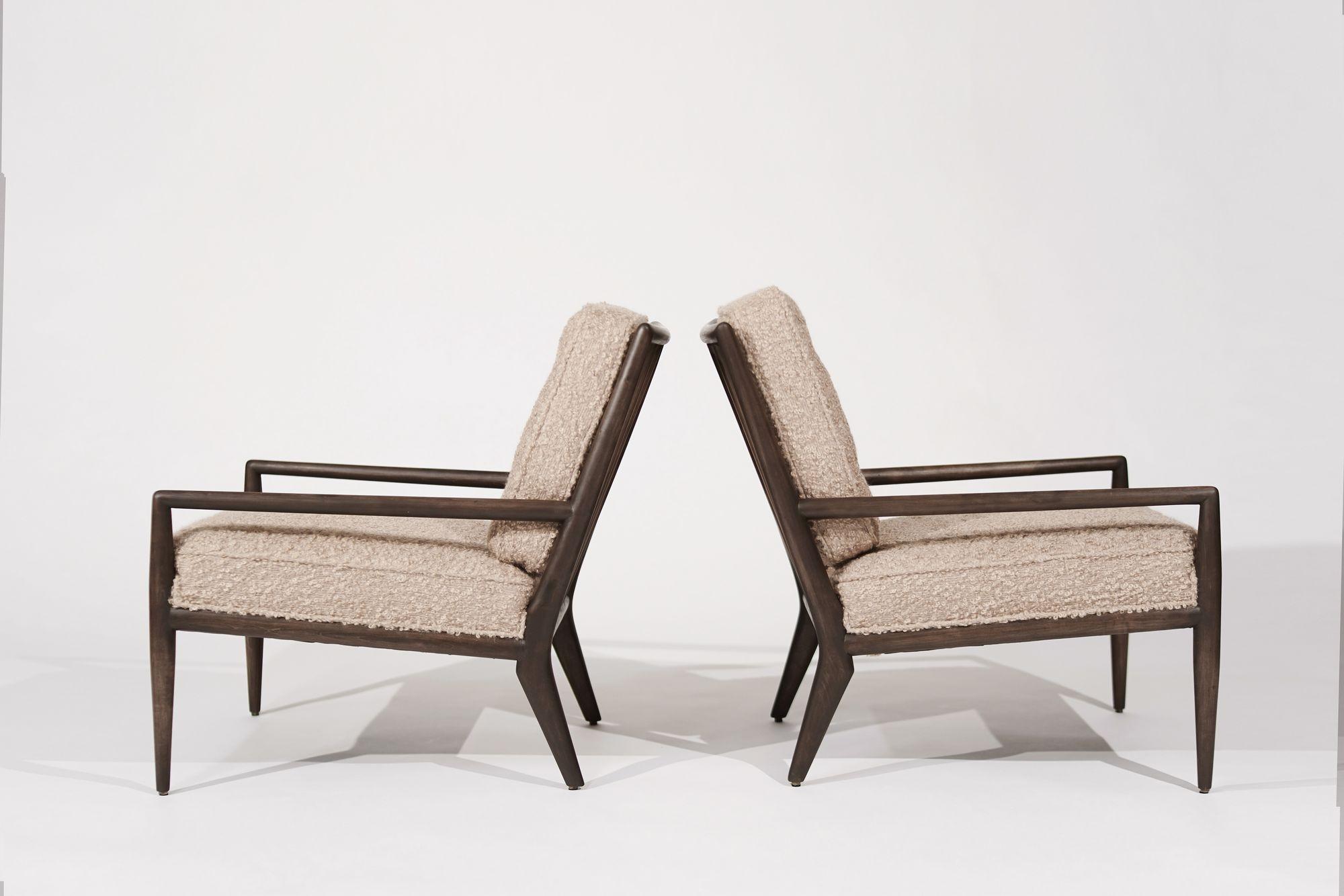 Set of Lounge Chairs in Teddy Boucle by T.H. Robsjohn-Gibbings, C. 1950s In Excellent Condition For Sale In Westport, CT