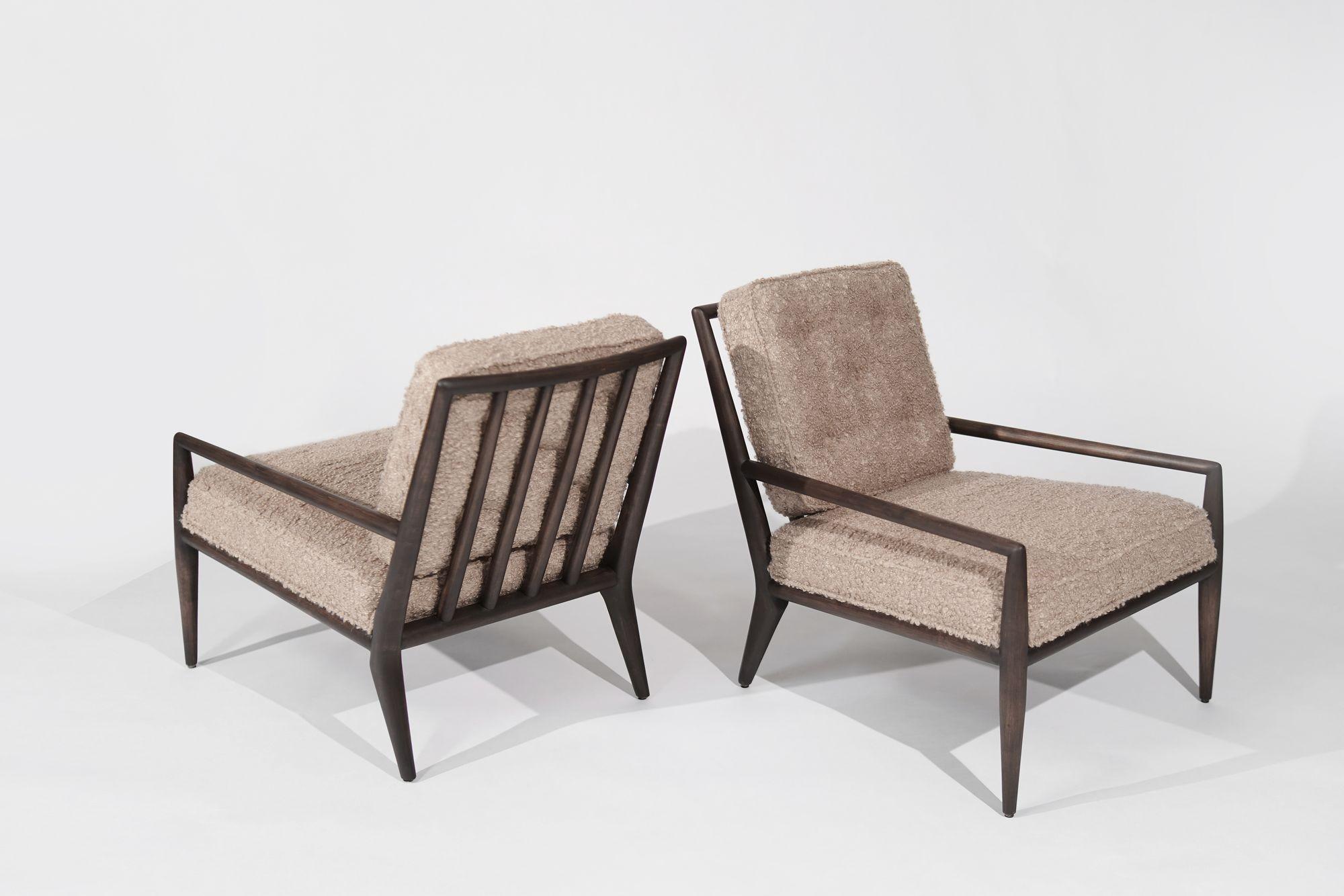 20th Century Set of Lounge Chairs in Teddy Boucle by T.H. Robsjohn-Gibbings, C. 1950s For Sale