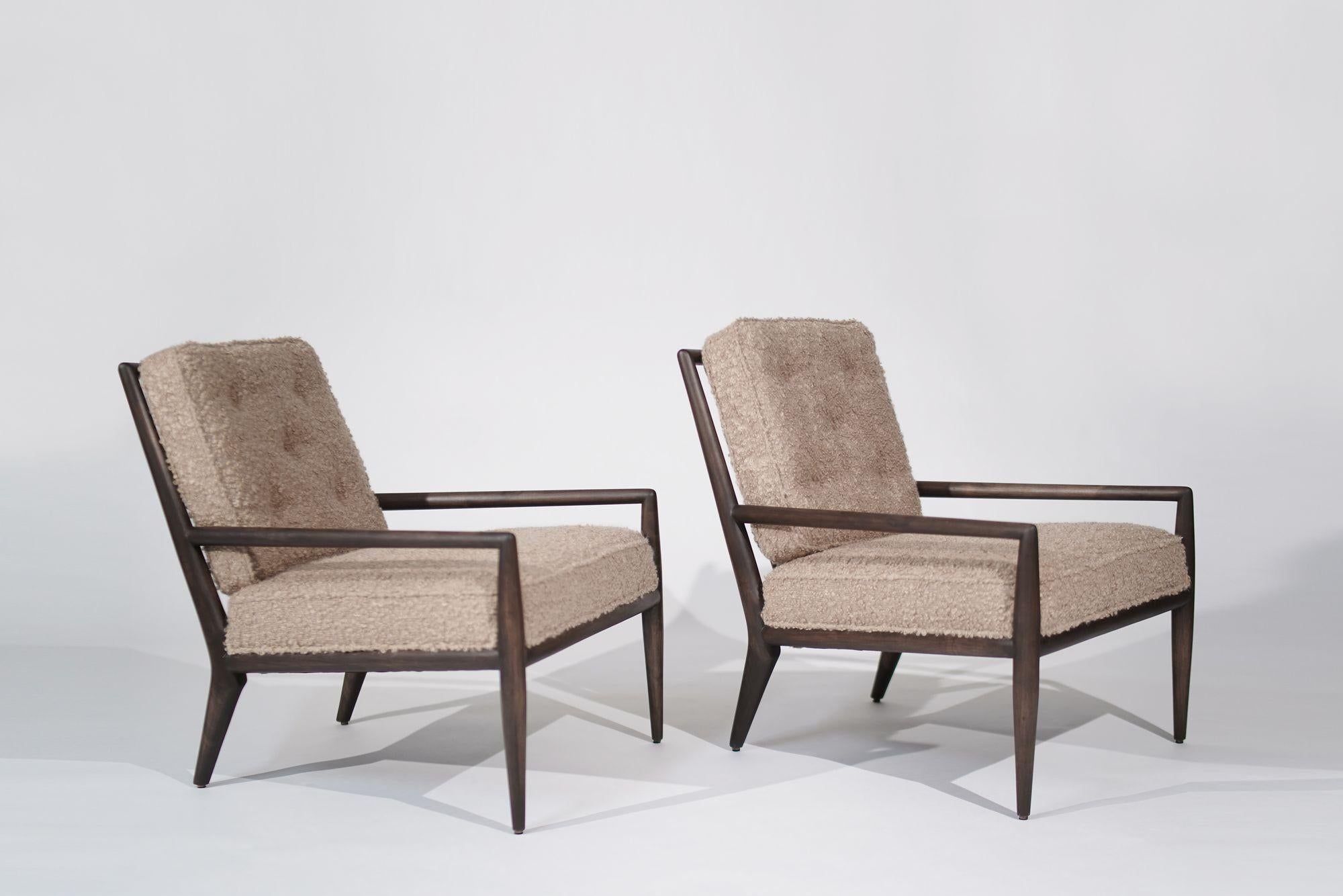 Bouclé Set of Lounge Chairs in Teddy Boucle by T.H. Robsjohn-Gibbings, C. 1950s For Sale