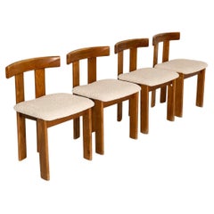 Set of Luigi Vaghi Chairs for Former in Wood and Teddy Fabric, Italy 1960s