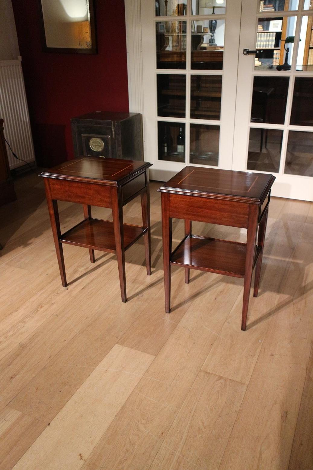 Contemporary Set of Mahogany Bedsides