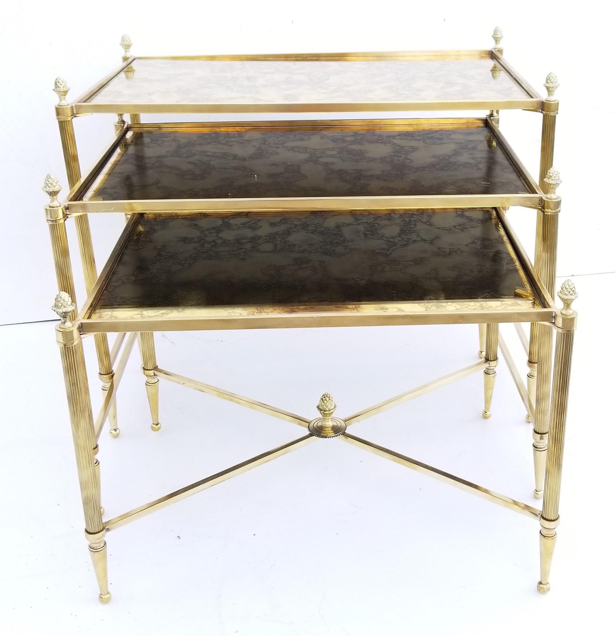 French Set of Maison Bagues Bronze Nesting Table
