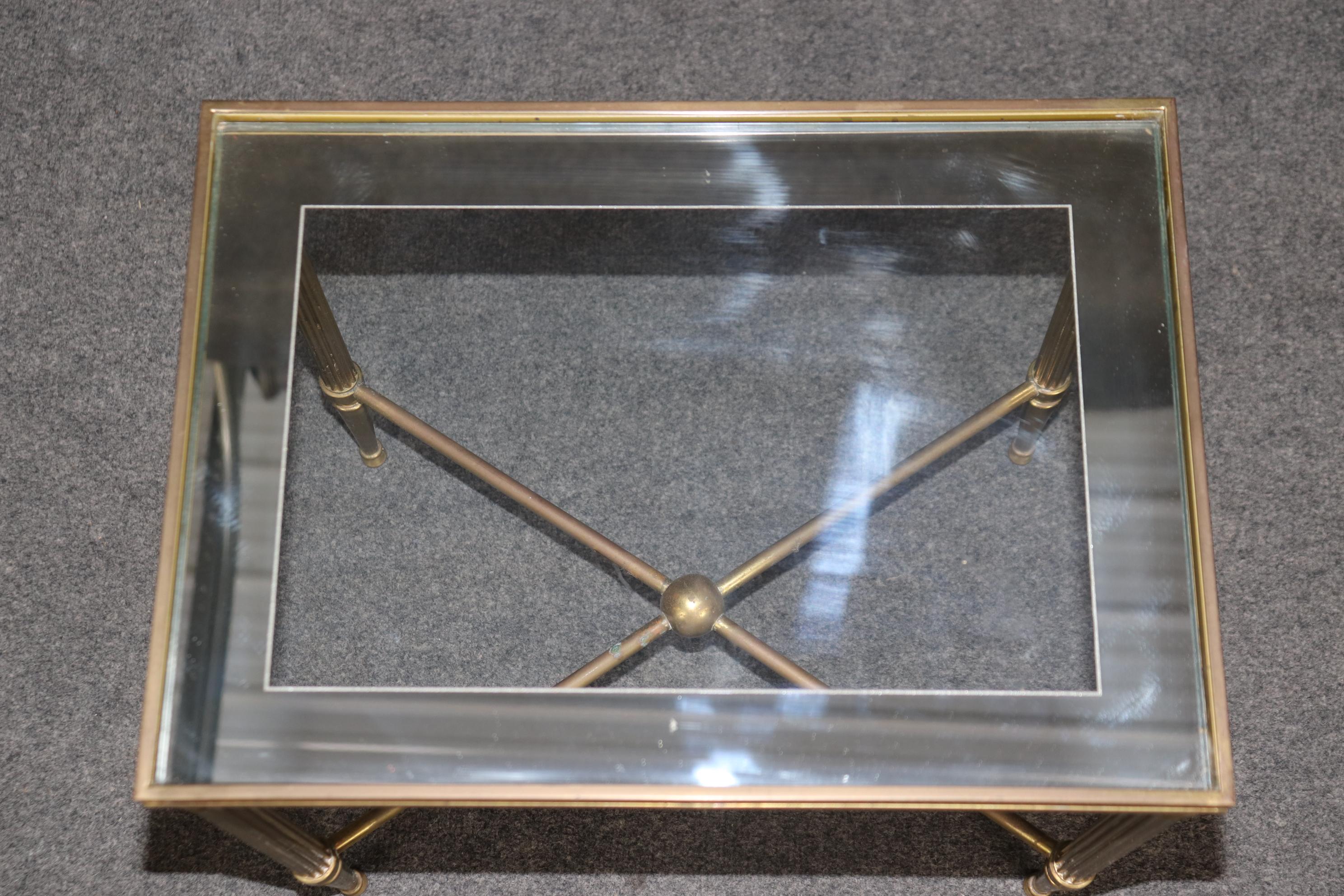 Set of Maison Jansen Hollywood Regency Style Brass Nesting Tables For Sale 6