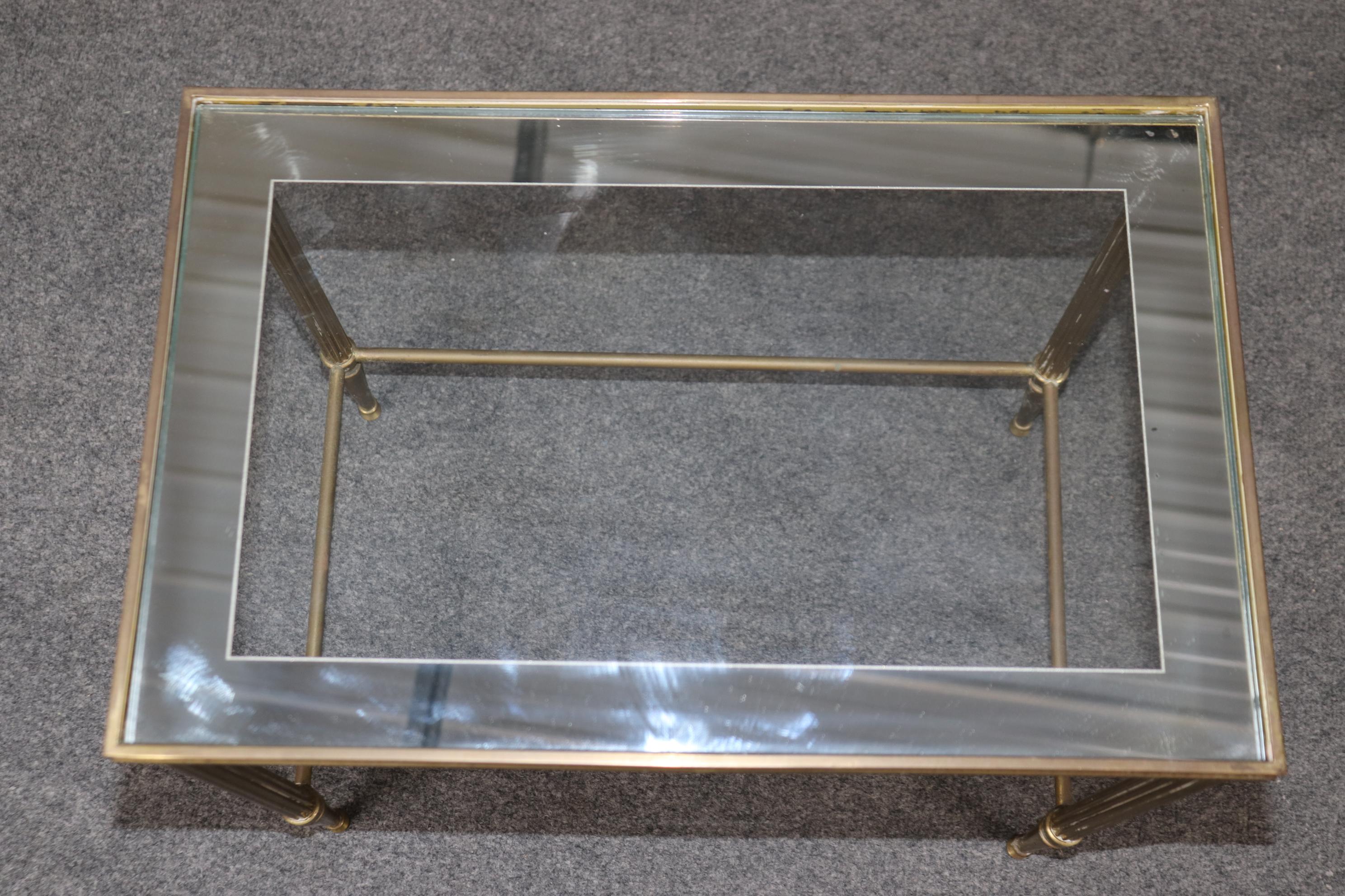 Set of Maison Jansen Hollywood Regency Style Brass Nesting Tables For Sale 7