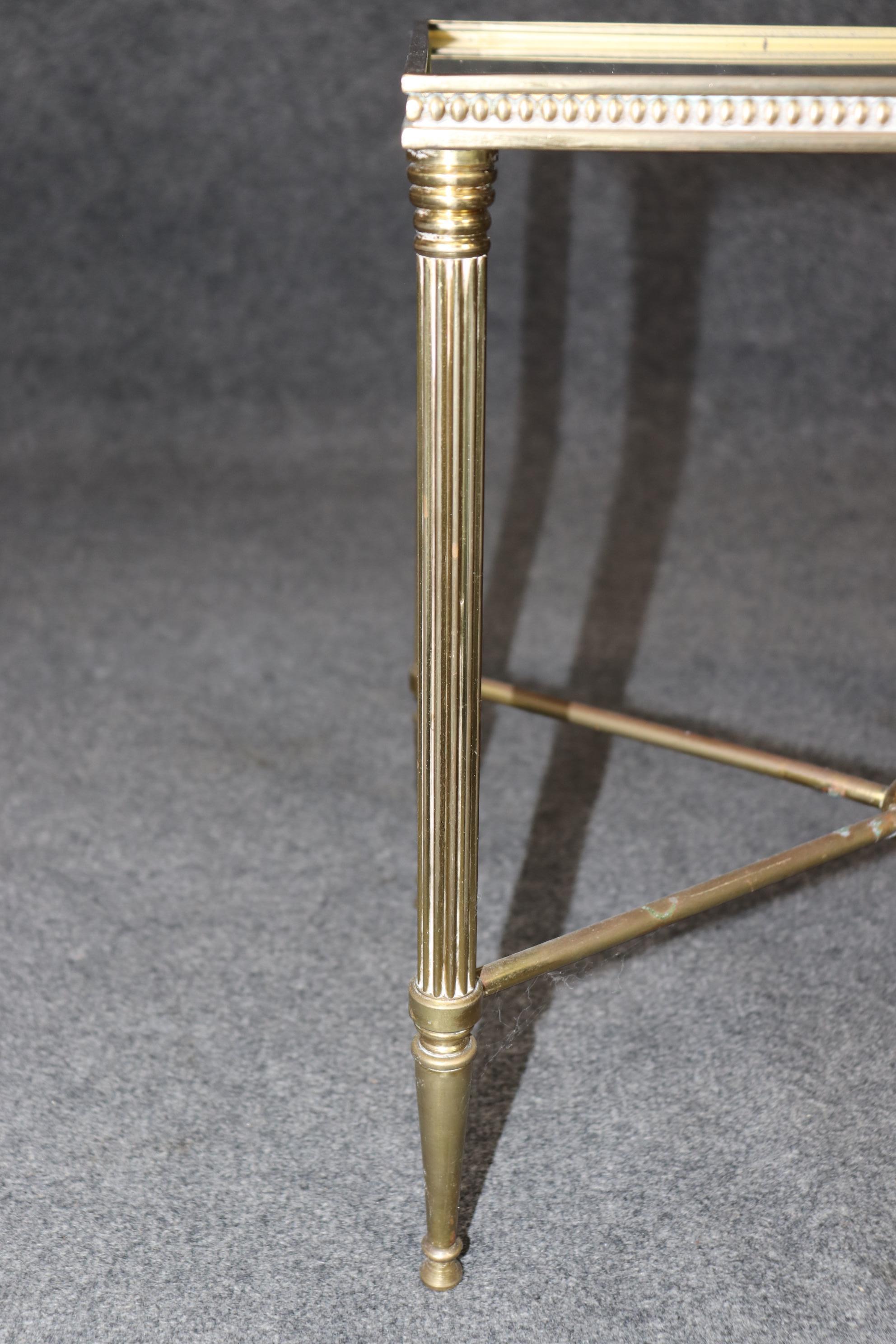 Set of Maison Jansen Hollywood Regency Style Brass Nesting Tables For Sale 1