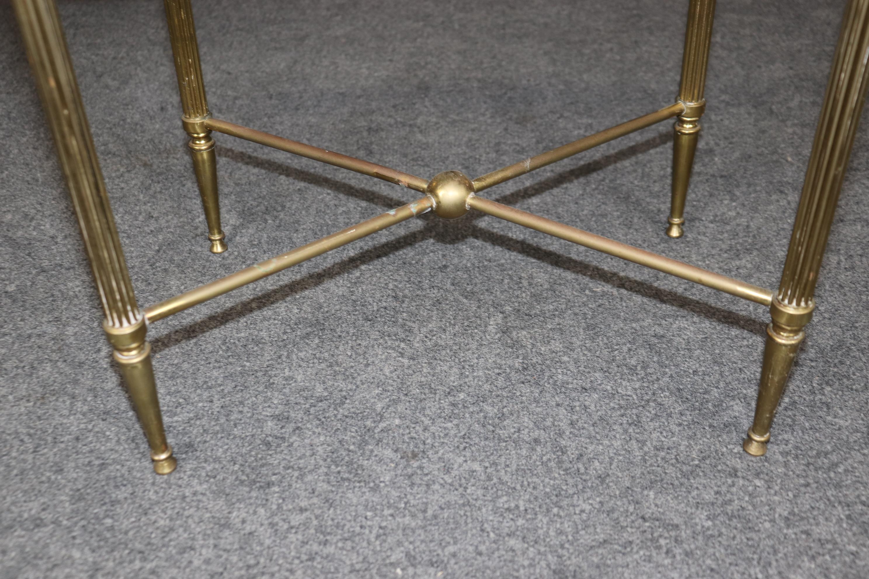 Set of Maison Jansen Hollywood Regency Style Brass Nesting Tables For Sale 2