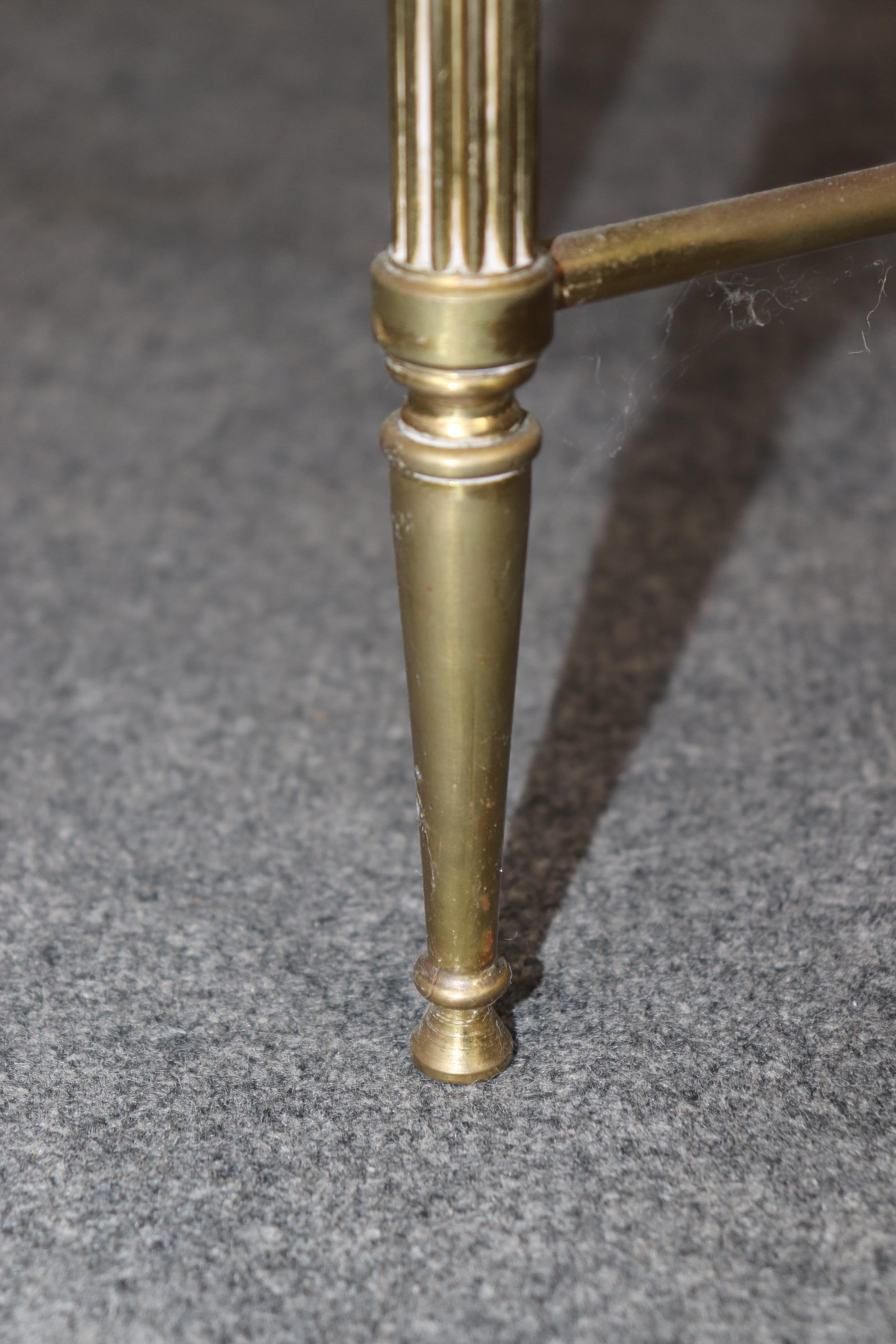 Set of Maison Jansen Hollywood Regency Style Brass Nesting Tables For Sale 3