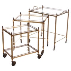 Set of Maison Jansen Trolleys Three Tables Made in the 50 Years in France