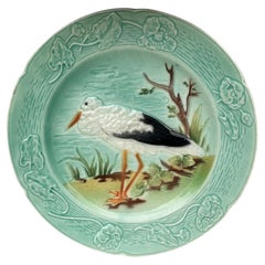 Set of Majolica 4 Birds Plates Saint Clement circa 1900