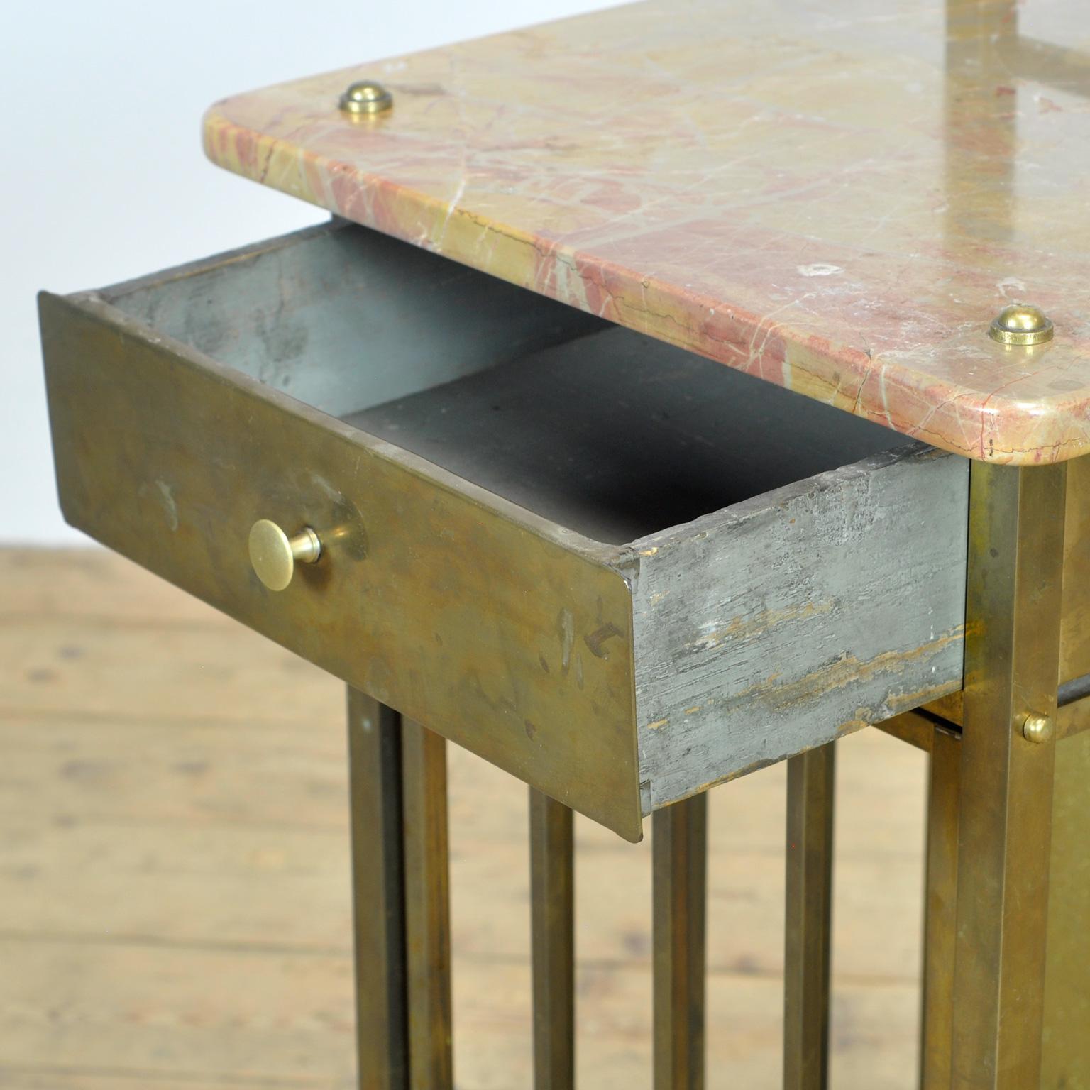 Set Of Marble And Brass Nightstands, 1880's For Sale 9