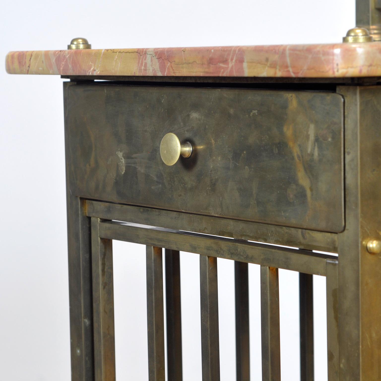 Set Of Marble And Brass Nightstands, 1880's For Sale 11
