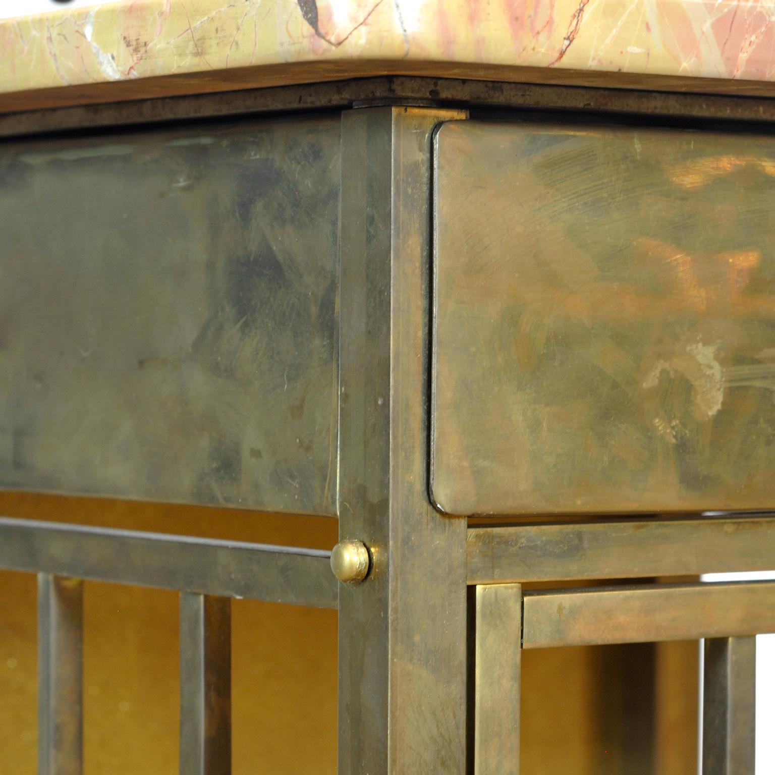 Set Of Marble And Brass Nightstands, 1880's For Sale 14