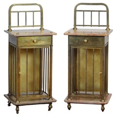 Used Set Of Marble And Brass Nightstands, 1880's